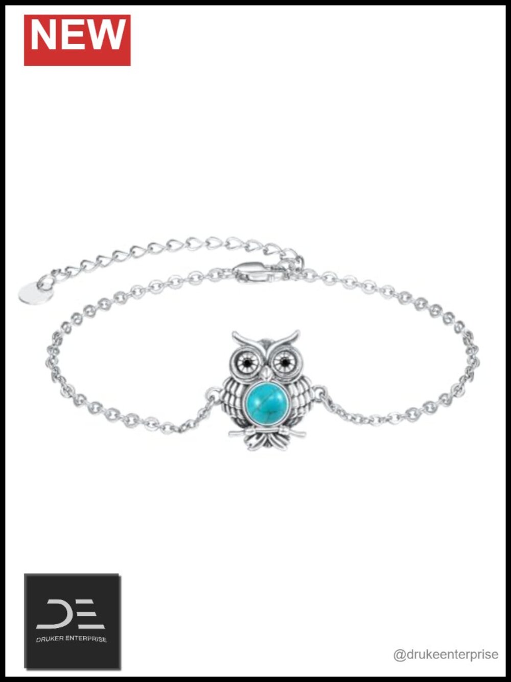 925 Sterling Silver Owl Link Bracelet Adjustable Chain Jewelry for Women